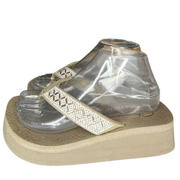 Womens Skechers Vinyasa Lotus Princess 31619 Rhinestones Flip Flop Sandal Brown - Picture 1 of 5